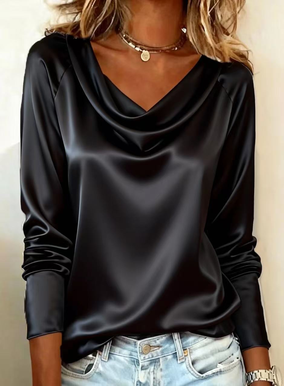Shirt Camp Collar - Camicetta di lusso in raso tinta