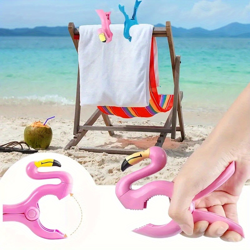 Beach Towel Large - Sedia da sole con fenicotteri animali,