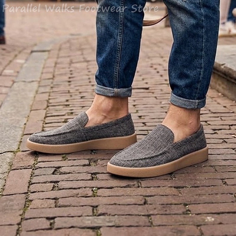 Espadrille Slip On - Mocassini Slip-On in Tela da Uomo,